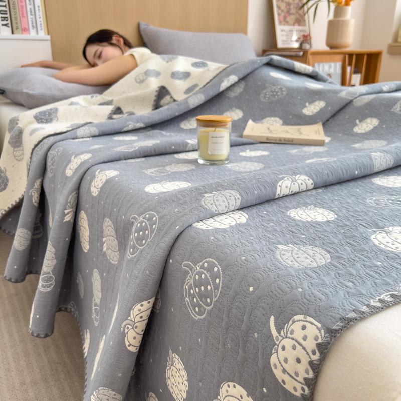 100% Cotton Summer Gauze Blanket - Lightweight, Three-Layer Design for Office, Nap, or Sofa