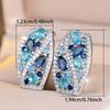 Bunte Weiß Blaue Zirkon Clip Ohrringe für Damen Silberfarben Hochzeitsparty Schmuck Geschenke