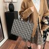 Large-capacity Bag, High-end Winter Canvas Jacquard Handbag, Office Worker Commuter Shopping Bag, Shoulder Tote Bag.