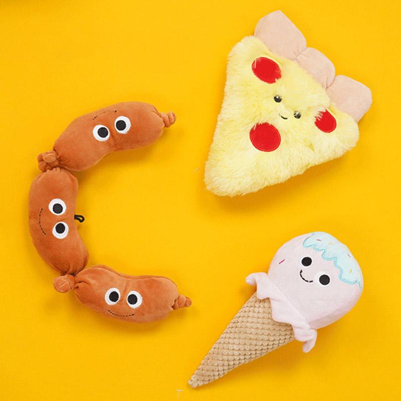 Chew Resistant Plush Hamburg Dog Toy with Sound Paper Cute Creative Pet Puzzle Toy for Medium Large Dogs French Bulldog Supplies