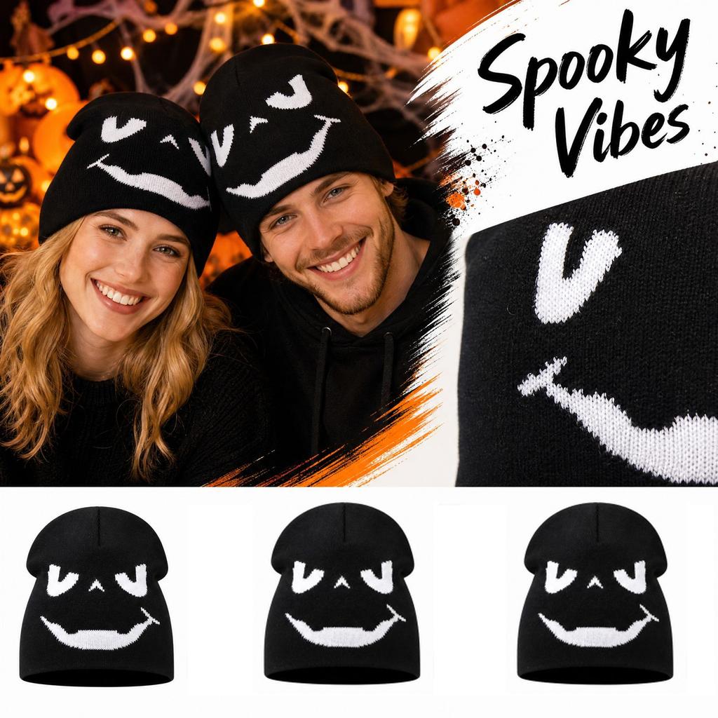 Halloween Pumpkin Knit with - Warm Pullover Hat for Fall and Winter