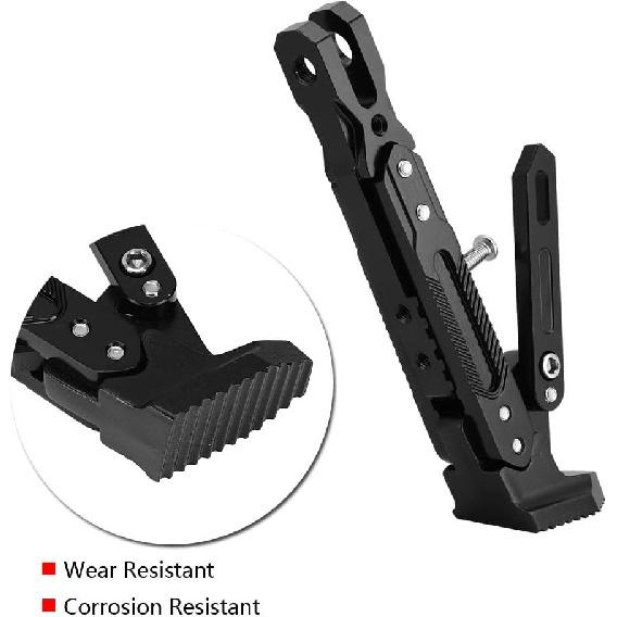 Qiilu Motorcycle Side Stand, Frames and Fittings, Crutches, Motorcycle Accessories, Side Support Bracket for Adjustable CNC Tripod Foot