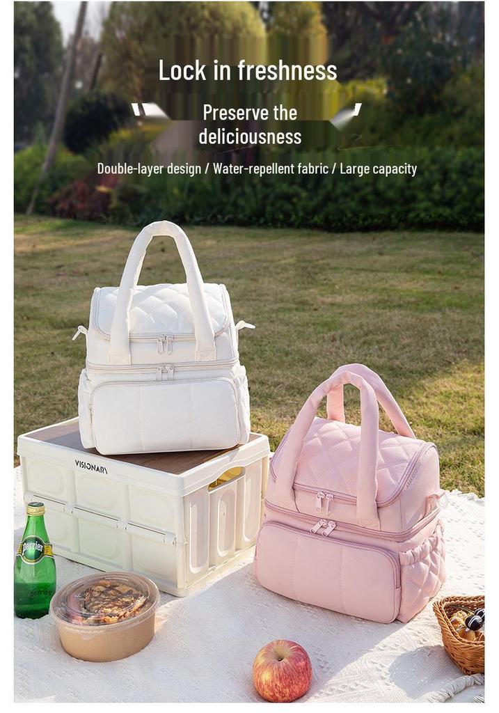 Borsa Termica Doppia Strato Imbottita Trapuntata da Donna per Lavoro Pendolarismo Bento