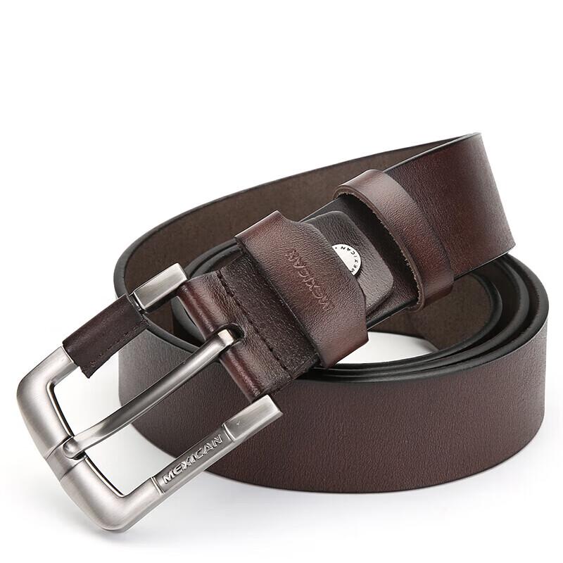 Straw Man Men's Genuine Leather Pin Buckle Belt