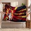 Coperta in pile personalizzata Lamine Yamal con logo del calcio, testo con nome personalizzato, morbida, calda, coperta da divano per la casa