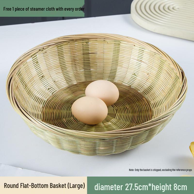 Bamboo Woven Basket: Multi-Use Storage, Fruit Plate, Steamed Bun, Winnowing, Dried Fruit, Candy, Kitchen Drainer, Vegetable Wash Basket