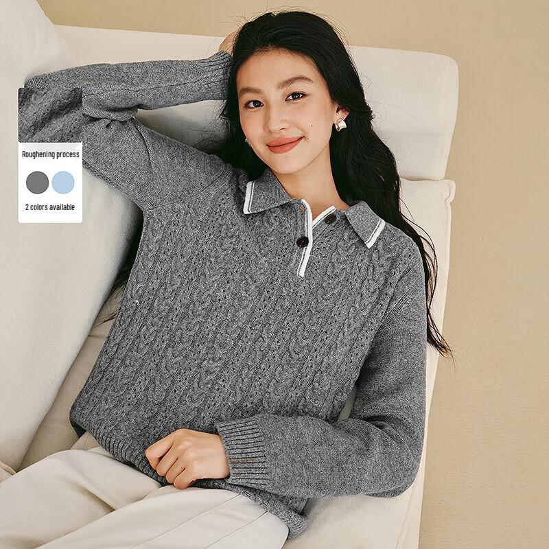 Inman Women's Faux Fleece Cable Knit Turn-down Collar Sweater