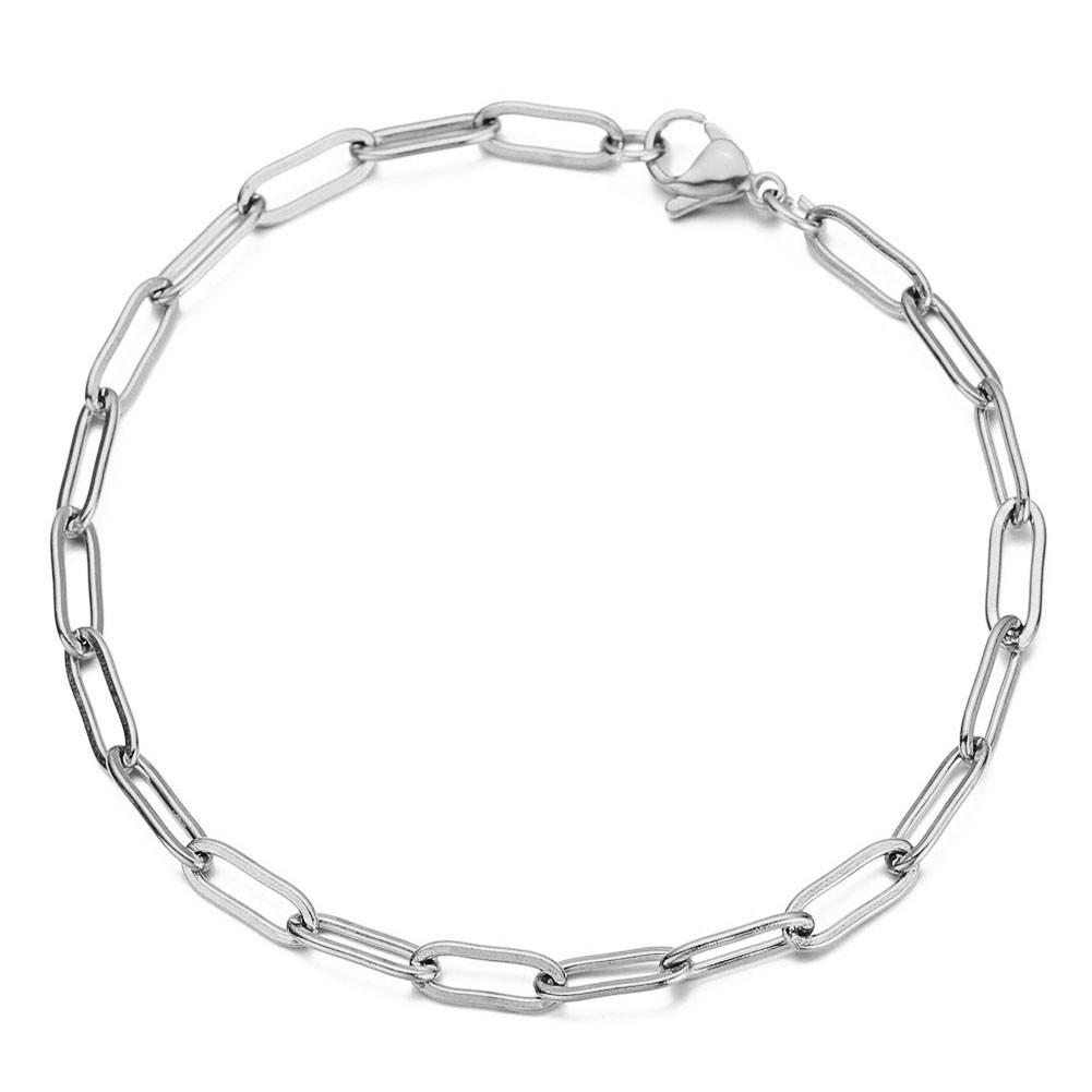 Stainless Steel Paperclip Chain Toggle Bracelet for Women Hip Hop Bracelet Jewelry Gifts 18cm