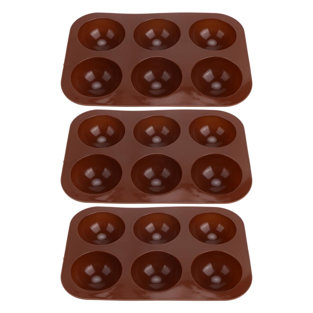 3 Pcs 6 Holes Silicone Baking Mold Semi Sphere Chocolate Bombs Mold for Cake Pudding