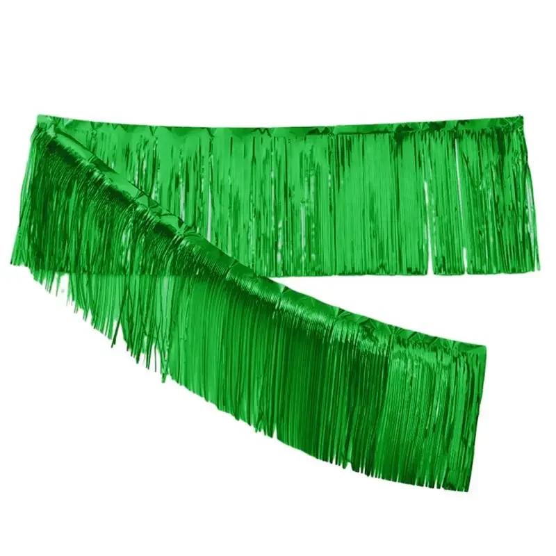 

2M Metallic Foil Fringe Garland Shiny Wall Hanging Drapes Tassel Outdoor Indoor Birthday Holiday Party Decoration for Wall Door 2 meters long зелёный