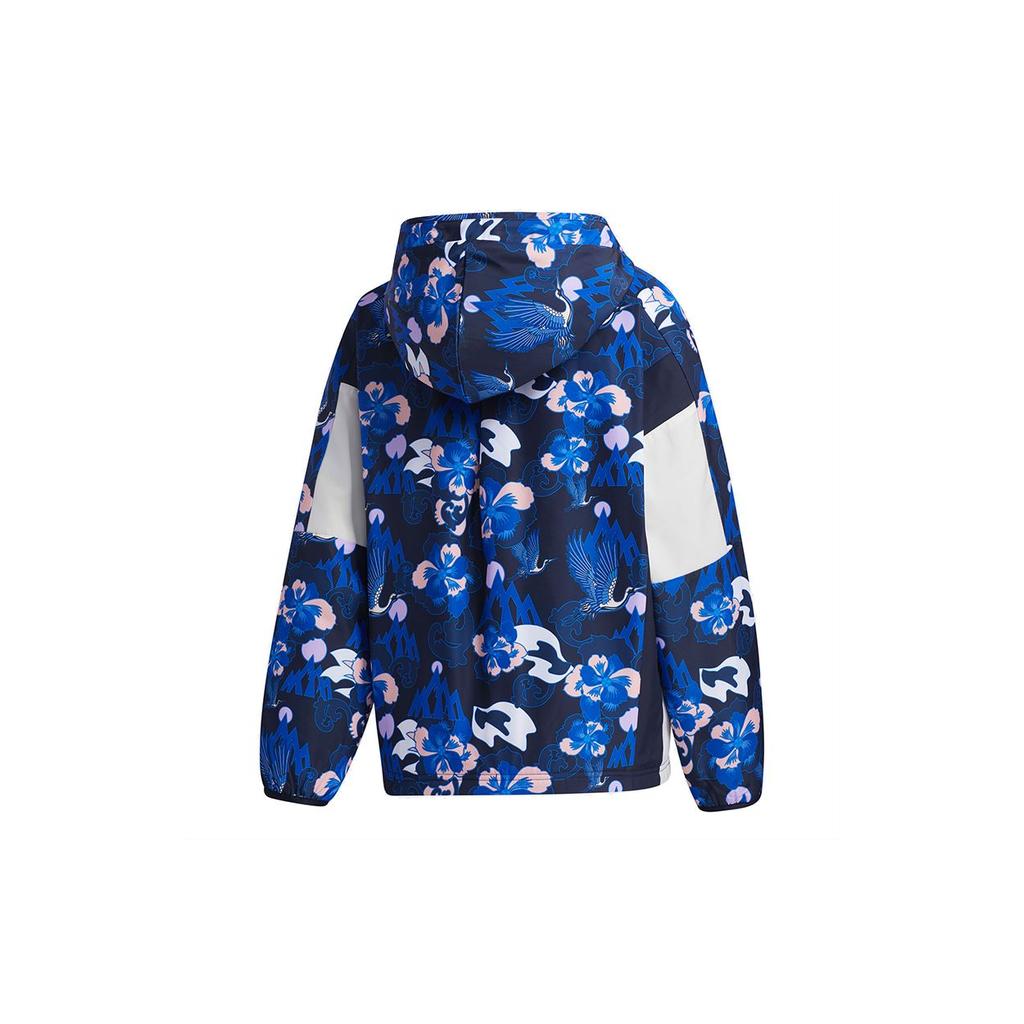 Adidas Aop Block Jacket Fleece Warm Casual Sports Hooded Jacket Women Jackets Blue GT6488
