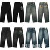 Mens Loose Fit Straight Leg Denim Pants With Plum Blossom Embroidery Streetwear Casual Jeans