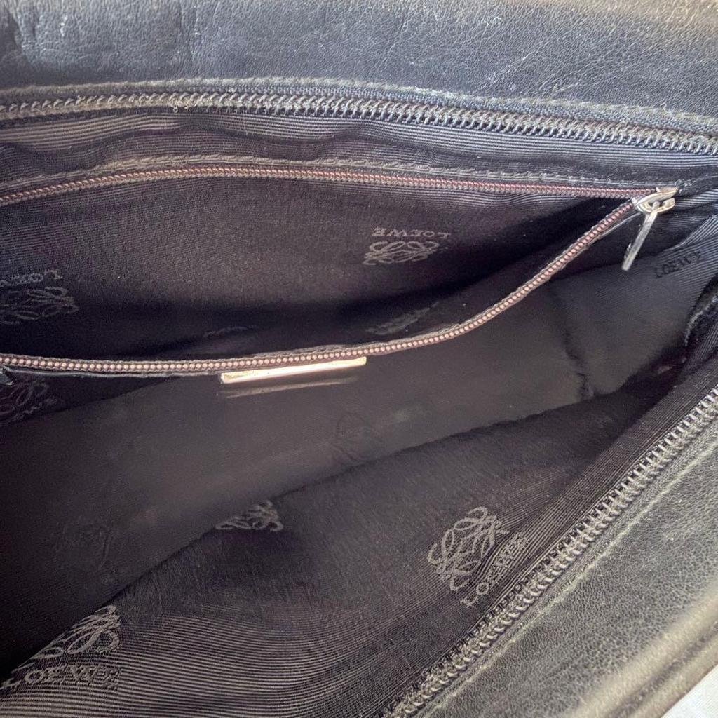 Used LOEWE Anagram Leather Second Bag Travel Pouch Black