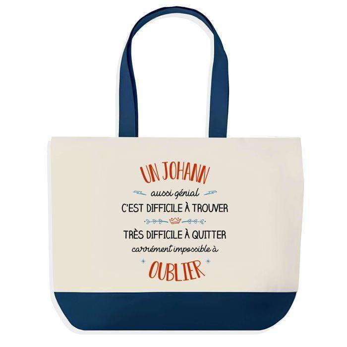 Tote bag - PLANETEE - Shopping Bleu Johan Aussi Génial - Coton - Bleu - Imprimé en France