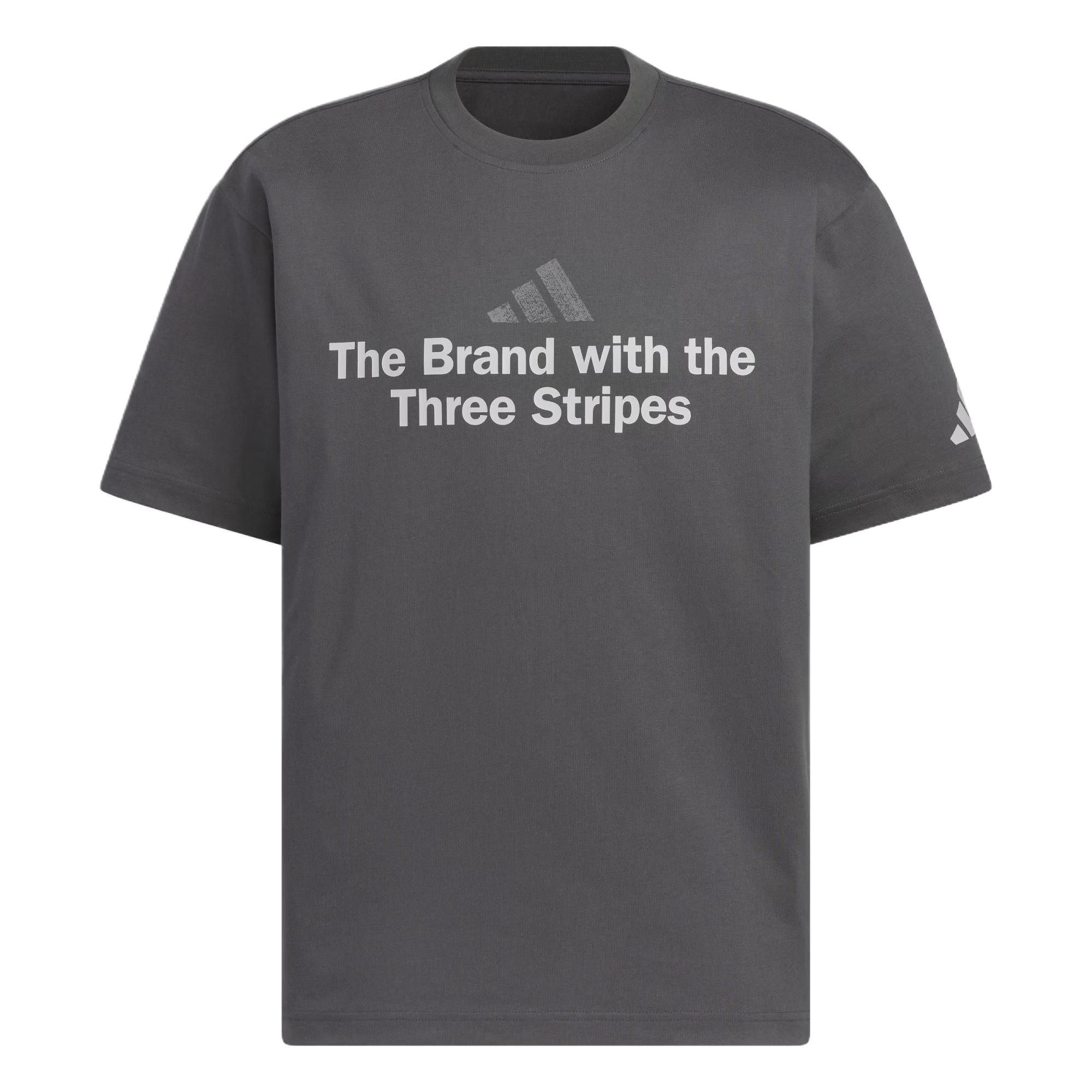 

Adidas Футболка Gfx Round Neck Letter Loose с коротким рукавом, мужская, однотонная, серая KF0122 M