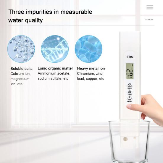 

Цифровой тестер воды, компактный ЖК-дисплей с высокой видимостью, тестер качества воды, ручка для питьевой воды