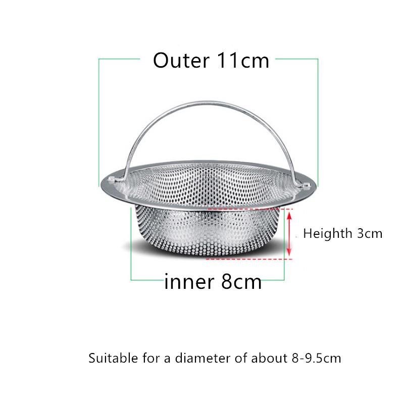 Filtre d'évier en acier inoxydable 304, 3 tailles, avec poignée, filtre d'évier à mailles fines, pour cuisine, style léger et profond