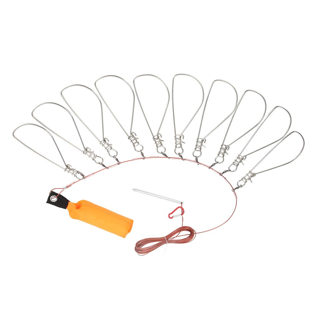 Cierre para Peces Vivos con Flotador de Espuma y Cable de Acero Hebilla de Cierre para Pesca Kit de Cuerda para Peces para Pesca al Aire Libre 10 Hebillas