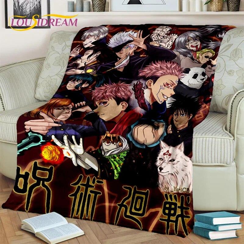 Anime Jujutsu Kaisen Itadori Yuji 3D Blanket,Soft Throw Blanket for Home Bedroom Bed Sofa Picnic Travel Office Cover Blanket Kid