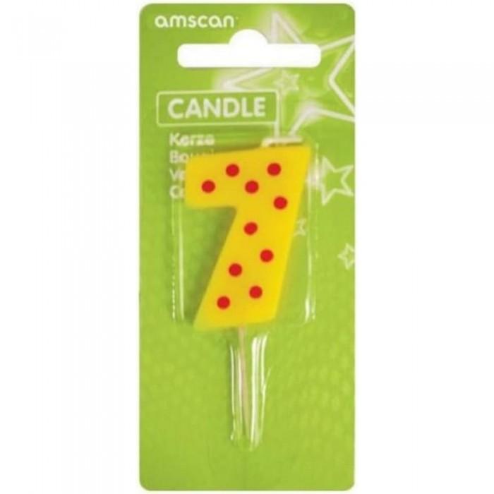 Amscan Number 7 Dot And Stripe Candle