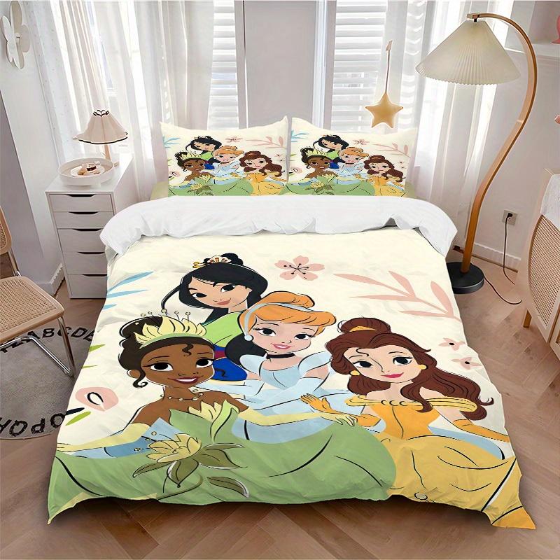 

3pcs set Disney Princesses Friendship1pc of quilt cover+2pcs of pillowcase, no core, print bedding, All Seasons Bedroom Setting099 135x200cm