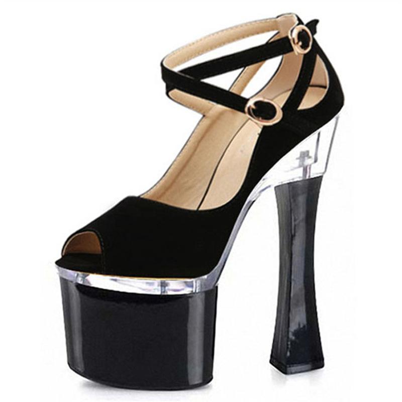 2025 New Waterproof Table Stiletto Professional Black Girl Versatile Fish Mouth Single Shoes Women's Spring and Summer Super High Heels Night Show
