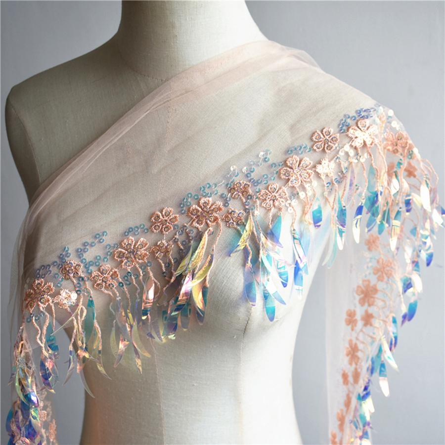 Rochie de mireasă din țesătură din dantelă brodata cu mărgele din frunze de 12 cm, cu lățime de 12 cm