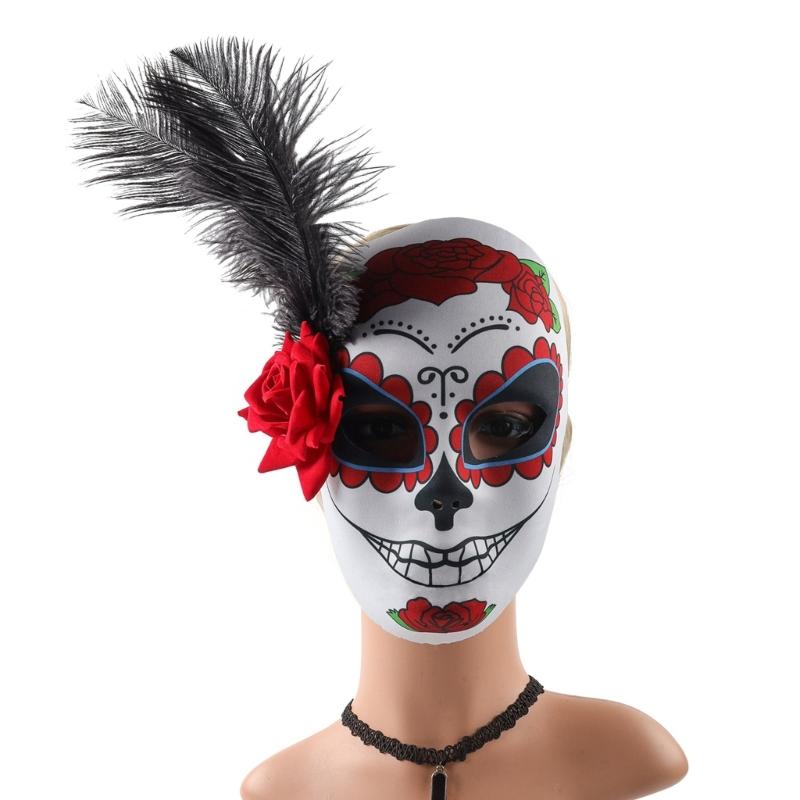 Zucker Schädel Maske Mexikaner Maskenball Maske Tag der Toten Maske mit Blume Halloween Maske Party Maske Vollgesichtsmaske
