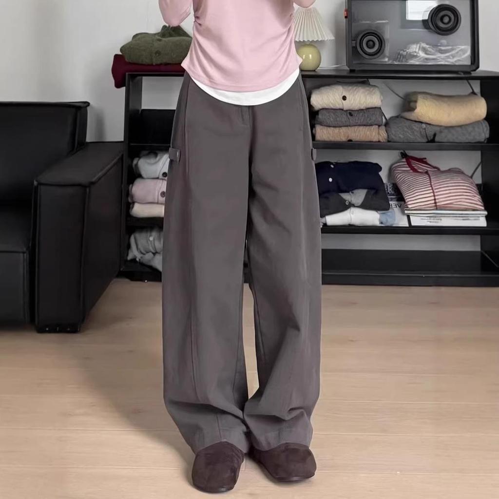 Women's Plus Size High Waist Straight Leg Casual Pants - Spring/Autumn Loose Fit