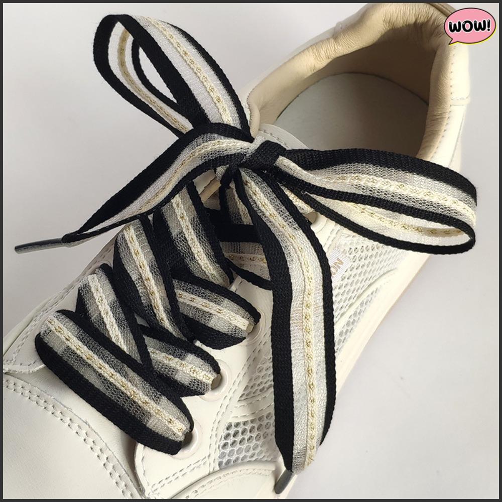 Flat 2cm Bow Wide Rope Solid Color Satin Silk Ribbon Transparent Shoelaces Ultra-thin Low-top Canvas Shoe Laces