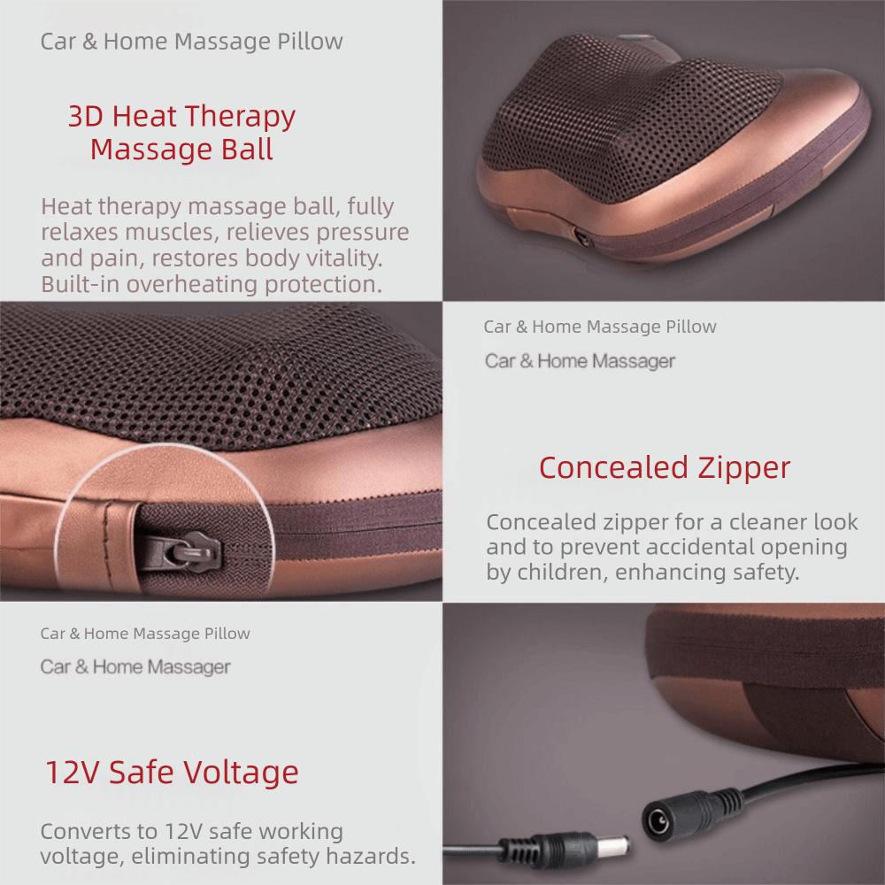 8 Head Massager Car Massage Pillow Kneading Neck Massage Pillow Cervical Massage Device Office