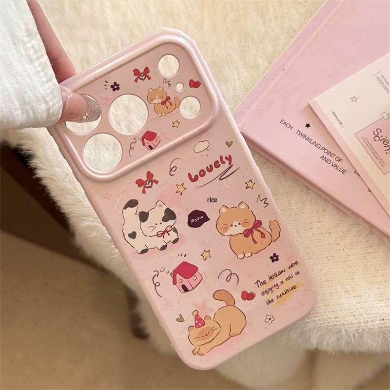 

Graffiti Cat Heart Window Case for Apple iPhone 17 Pro Max (14/15/16 Models) - Soft iPhone 17 Pro