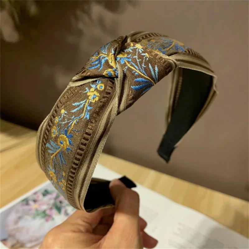 Bentițe de păr superbe cu flori din material textil pentru femei, bentițe late de modă, bentițe de păr pentru fete, cerc, accesorii de păr pentru femei