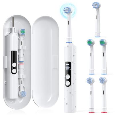 Electric Rotating Electric Double 4 Cleaning 5 Brush Heads with Storage For Portable HYC2 Toothbrush, Toothbrush, Rechargeable, Button, Modes, (3