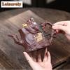 500ml Handmade Yixing Purple Clay Teapots Handmade Animals Pine Pot Raw Ore Purple Mud Kettle Zisha Tea Set Drinkware Decoration