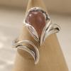 Vintage And Trendy Pink Color Teardrop Shaped Zircon Inlaid Open Ring, A Lovely Daily Holiday Accessory Gift For Women