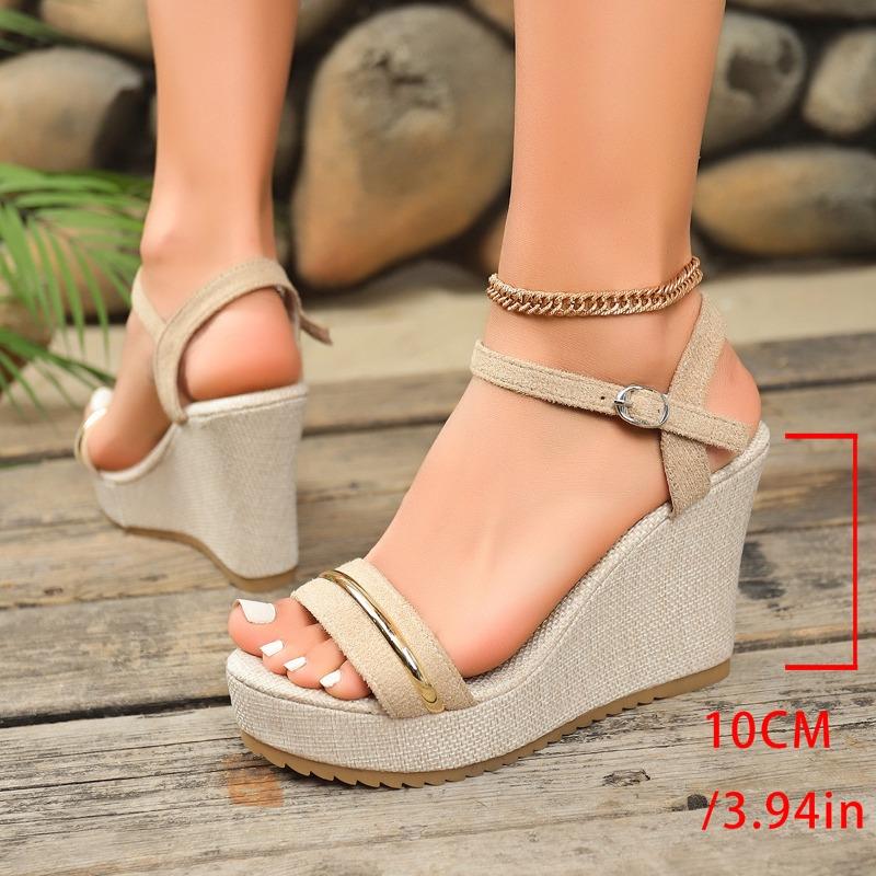 Sandali da Piattaforma Peep Toe a Zeppa Transfrontalieri Piattaforma Commercio Estero Sandali Estivi Nuovi Europei e Americani Taglia Grande Sandali Romani a Zeppa