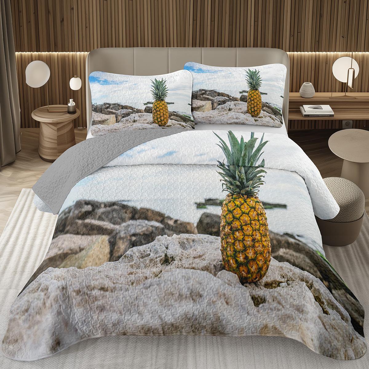 

Fruit Juice Bedspread Summer Tropical Fruit Coconut Coverlet Queen Twin for Boys Girls Room,Hawaiian Holiday Quilted Bedding Set EU Single 135x200cm
