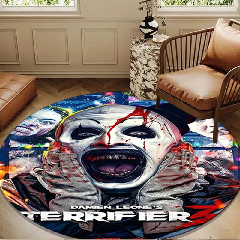 Clown Horror Round Rug for Livingroom,Bedroom, Palyroom, Chair Rug, Area Rug, Circle Carpet, Large Size Fan Christmas Gift