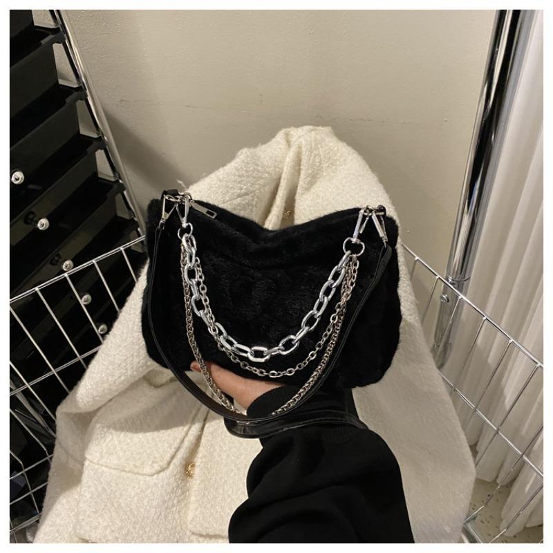 

Сумка подмышку нишевая шерстяная сумка зимняя новая женская сумка пушистая сумка через плечо плюшевая сумка-мессенджер женская чёрный