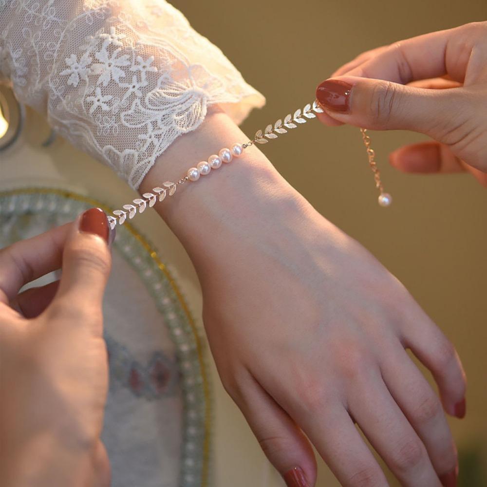 Baroque Natural Freshwater Pearl Beaded Bracelet Women's High-end Sense Light Luxury Niche Design Sense Versatile Jewelry