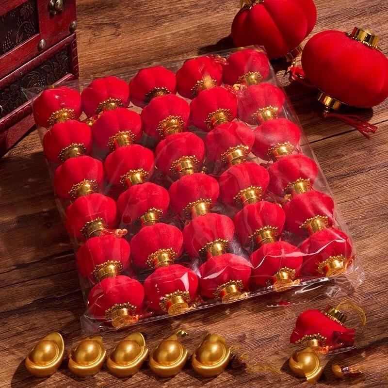 Mini Red Lantern Ornaments for Plants