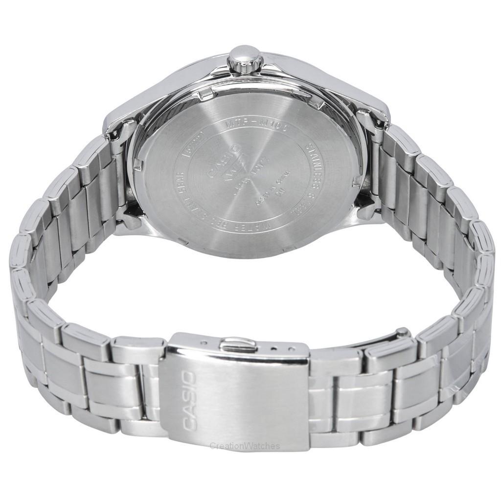 Casio Standard analog månefase rustfritt stål sølvskive kvarts MTP-M100D-7A herreklokke