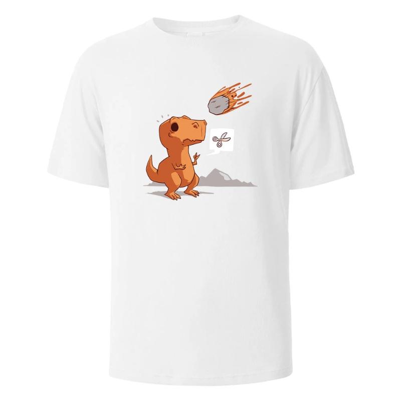 Dinosaurier und Meteorit Aufdruck Streetwear T-Shirt Lässige Kurzarm Oberteile Sommer T-Shirts Für Männer Frauen Baumwolle Rundhals Oversize