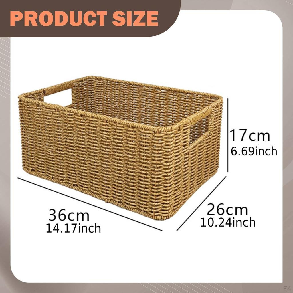 Decorative Rectangular Storage Basket Made of Imitation Rattan for Bathrooms Rooms.