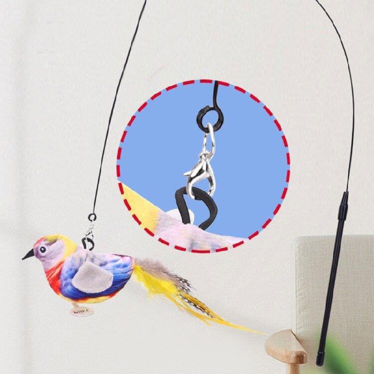 Feathered Cats Toy with Realistic Bird Sound Enrichment Catmint Toy for Indoor Boredom Cats Stress Reduce Exercise Toy