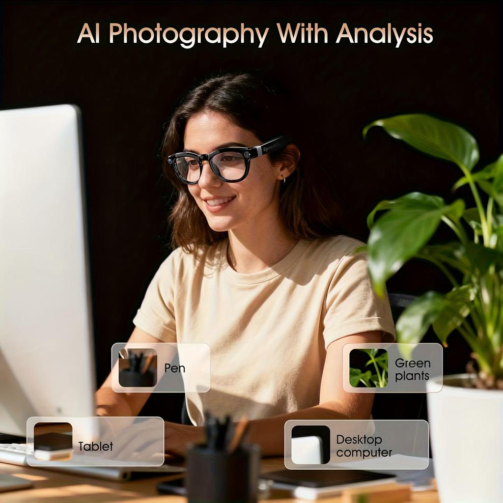 Smart Glasses Real-Time AI Translation Powered Assistant 8MP Camera  Photography 1080P Video Dual Mics Speakers Photochromic Lenses Bluetooth Calling