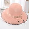 Straw Hat Women's Summer New Large Brimmed Sunscreen Hat Outdoor Straw Weaving UV Resistant Sun Hat Beach Hat