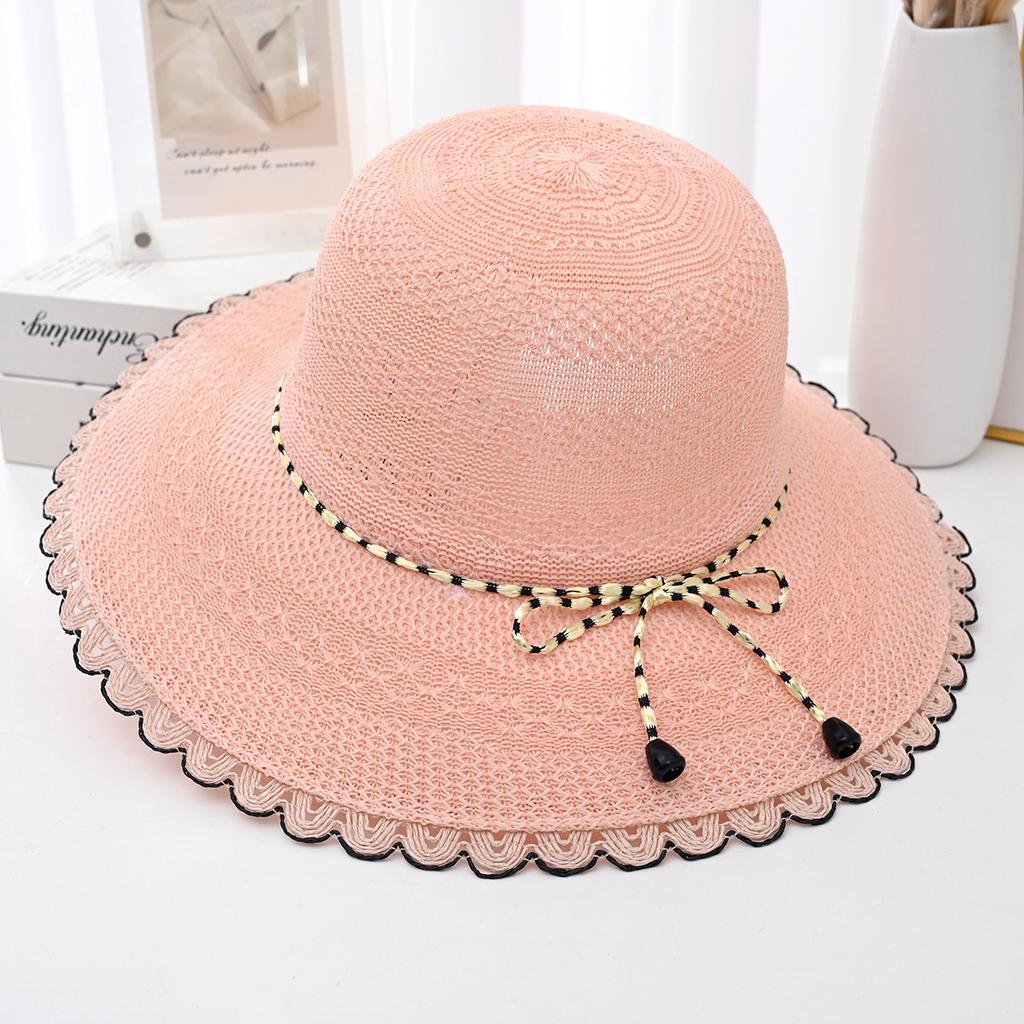Straw Hat Women's Summer New Large Brimmed Sunscreen Hat Outdoor Straw Weaving UV Resistant Sun Hat Beach Hat