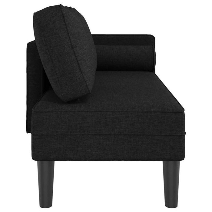 VidaXL Chaise Longue with Cushions Black Fabric, Upholstered Sofa, Sofa for Bedroom, 2-seater Sofa, Sofa, 4007581